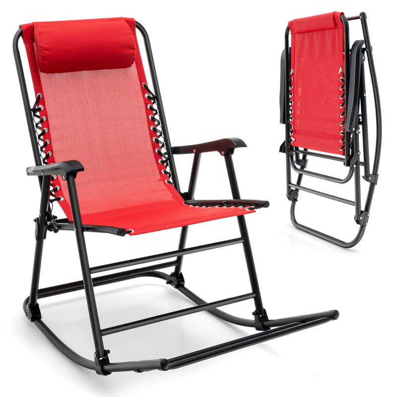 Chaise berçante d'extérieur en métal Gossett, Rouge