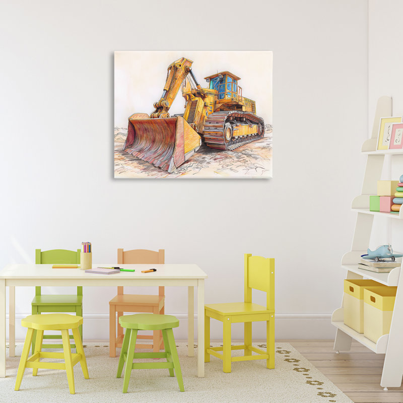 Dessin de bulldozer industriel, design par Steve Hunziker, H 24 po x l 30 po