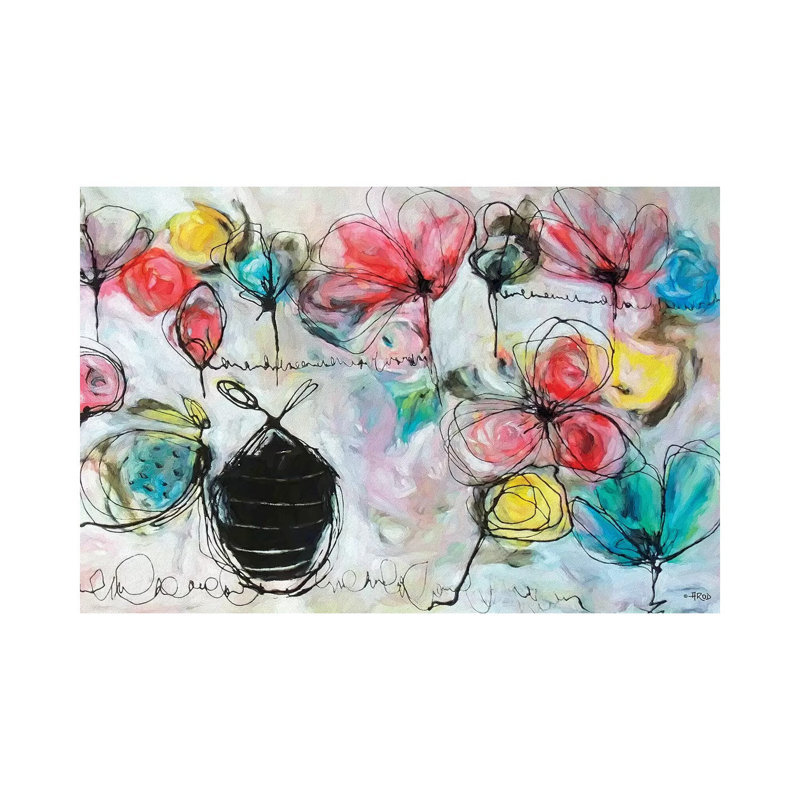 Maternité par Annie Rodrigue - peinture sur toile tendue, H 18 po x l 26 po x P 1,5 po