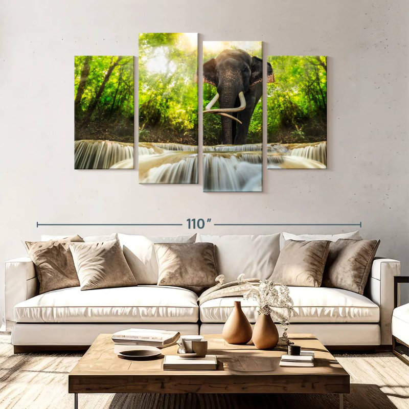Brampt Waterfall Elephant, 54" H x 84" W