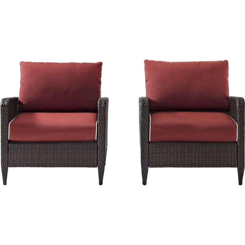 Chaise de salle à manger avec accoudoirs de patio avec coussin Moscow, Sangria