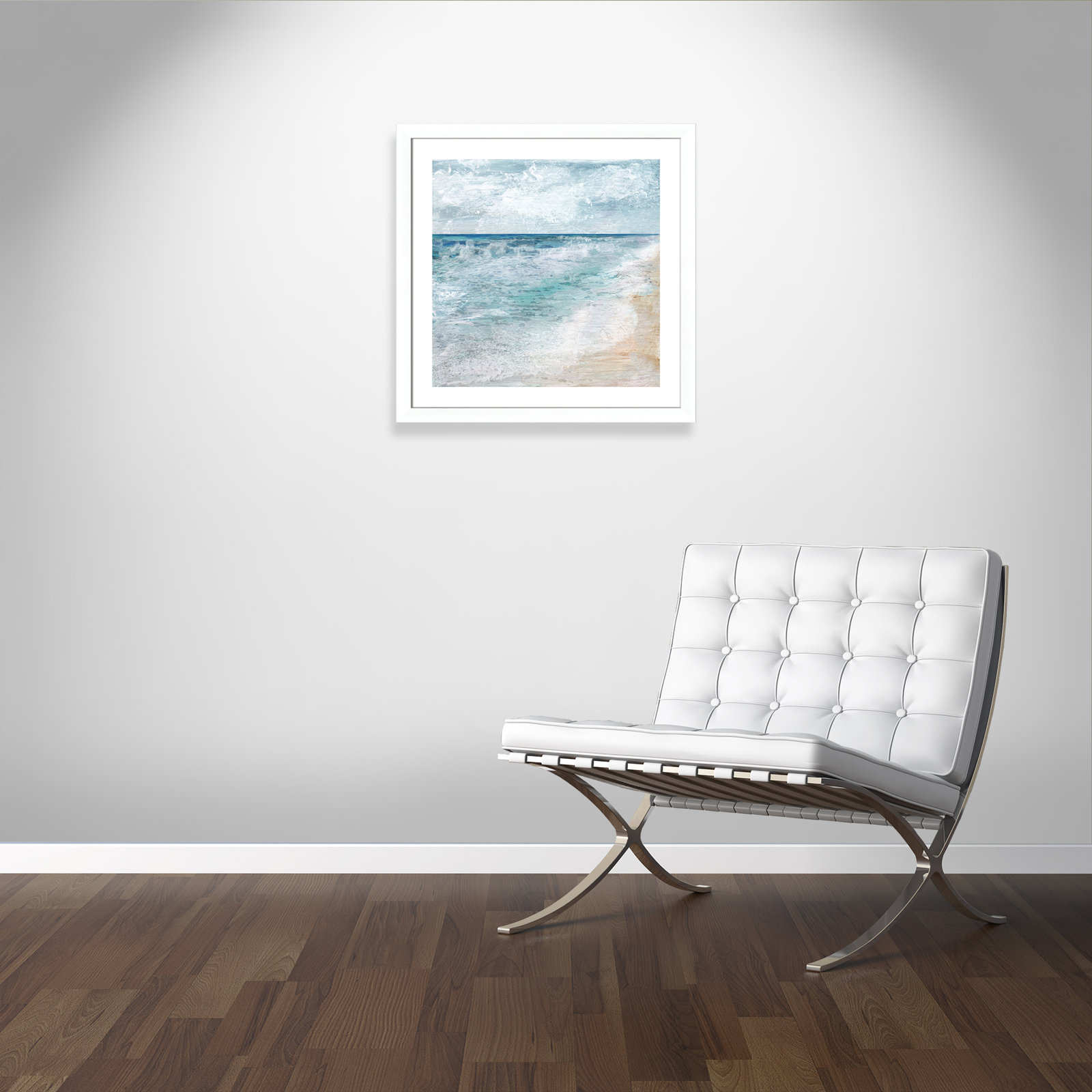 Basel "Shore Walk" Print, 29" H x 29" W x 1.25" D, Matte White