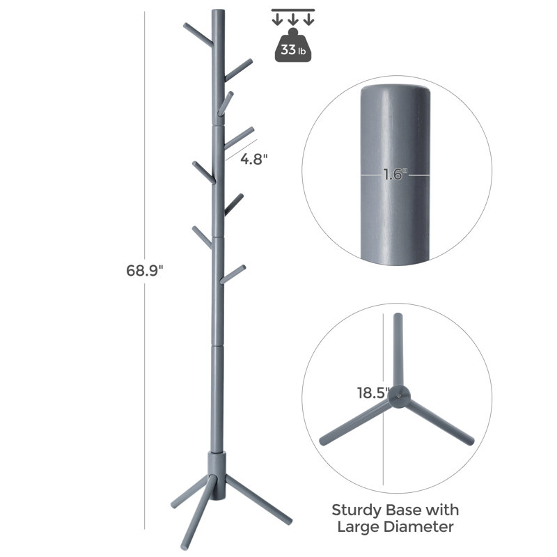 Freestanding Coat Rack, Gray