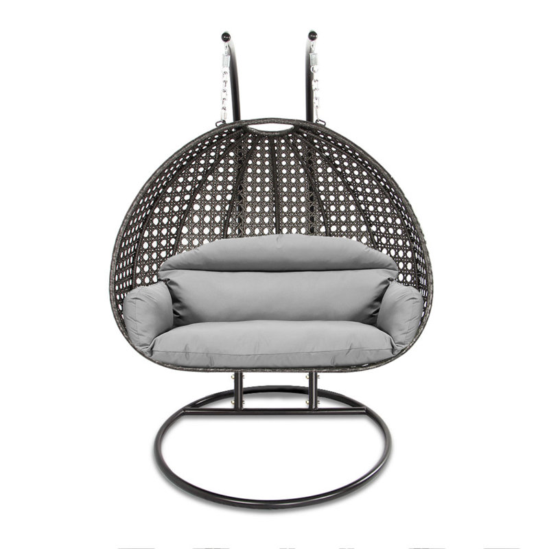 Balancelle double avec support, Noir / brun, Gris