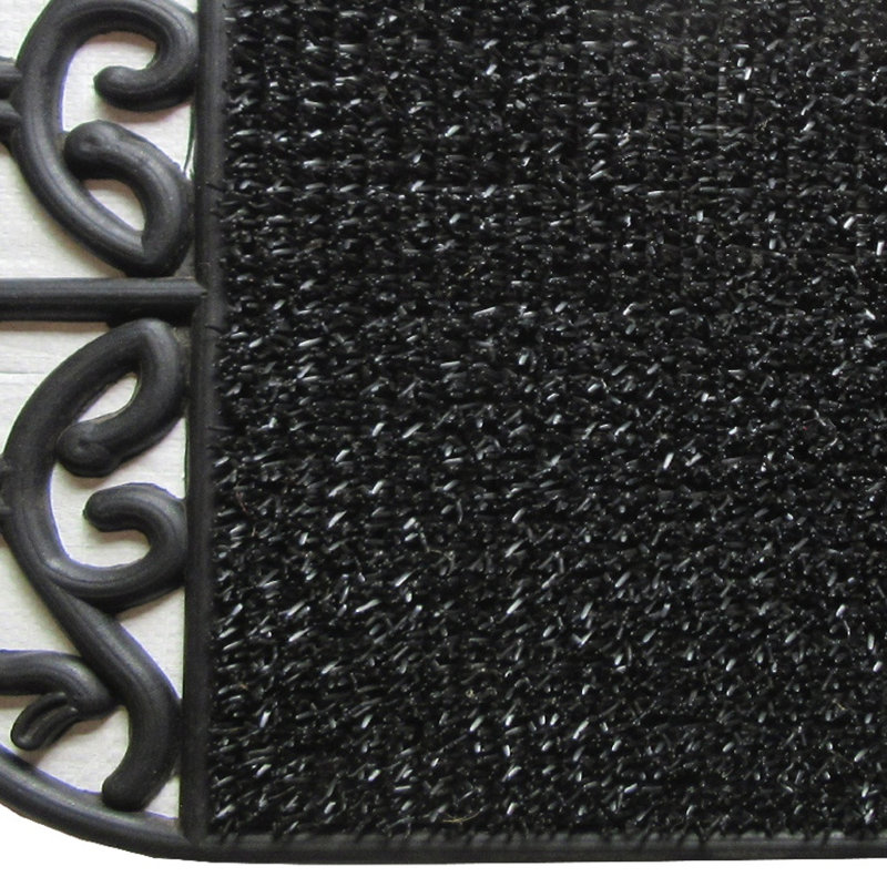 Tapis de porte ovale d'extérieur en caoutchouc noir 18 po x 29 po