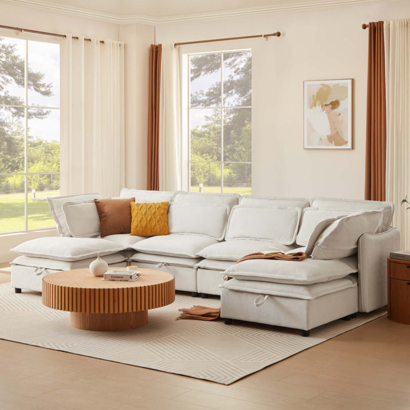 Double-Layer Cushion Modern Large U-Shaped Modular Sofa