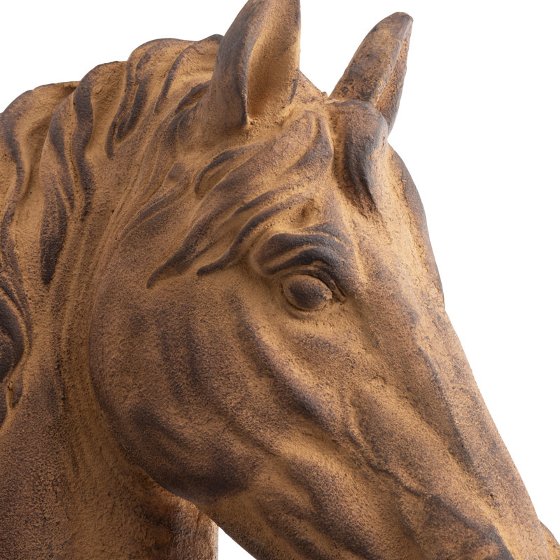 Secretariat Rustic Brown Horse Head Sculpture
