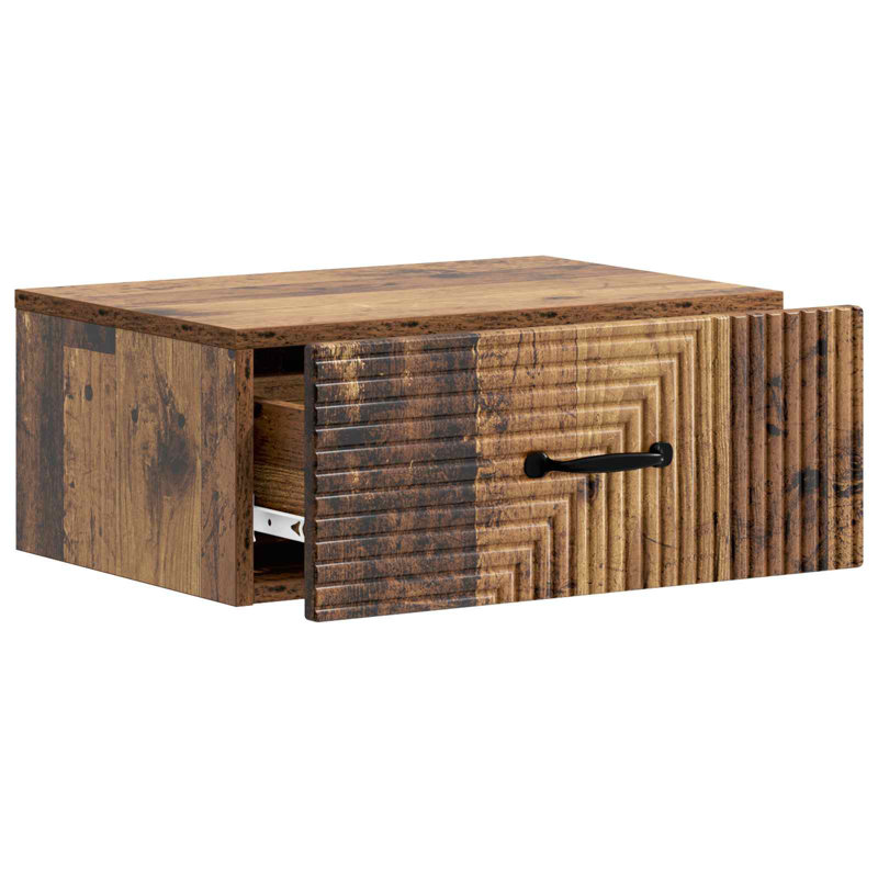 49cm W Manufactured Wood Bedside Table, Old Wood