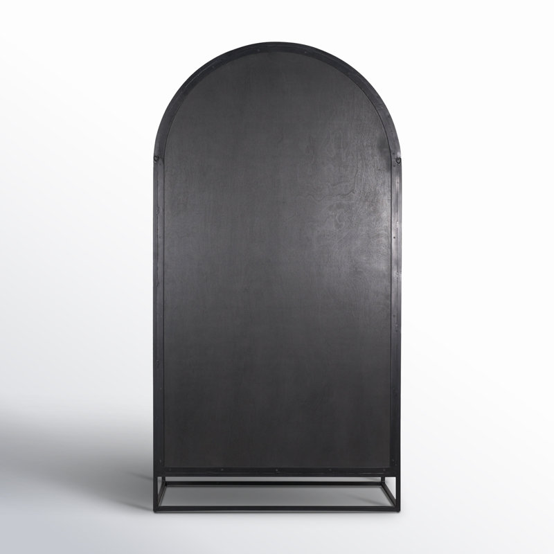 Dark Brown Mango Wood and Iron Arched Curio Cabinet