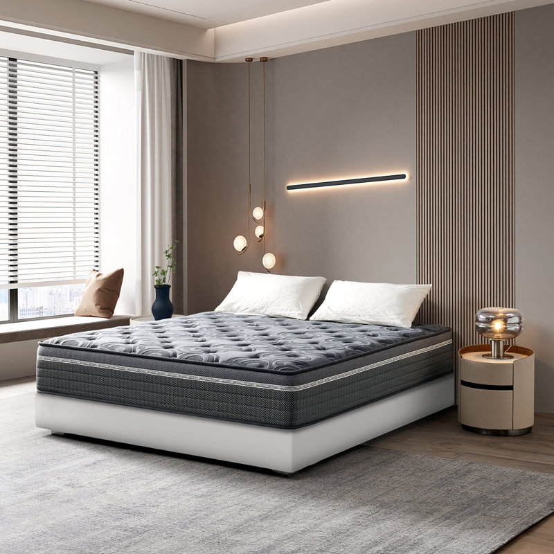 Sinegal Luxury 12" Medium-Firm Hybrid Mattress - Gel Memory Foam, Individually Wrapped Coils, Chic Jacquard Cover with Button Tufting