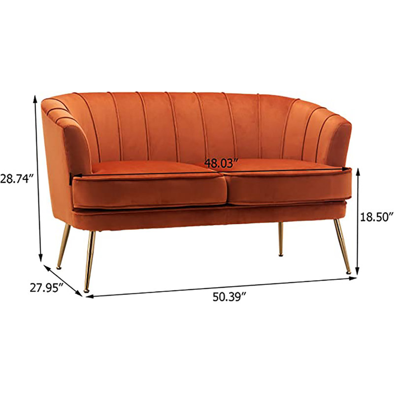 Ledgerwood Velvet Armchair, Orange Velvet