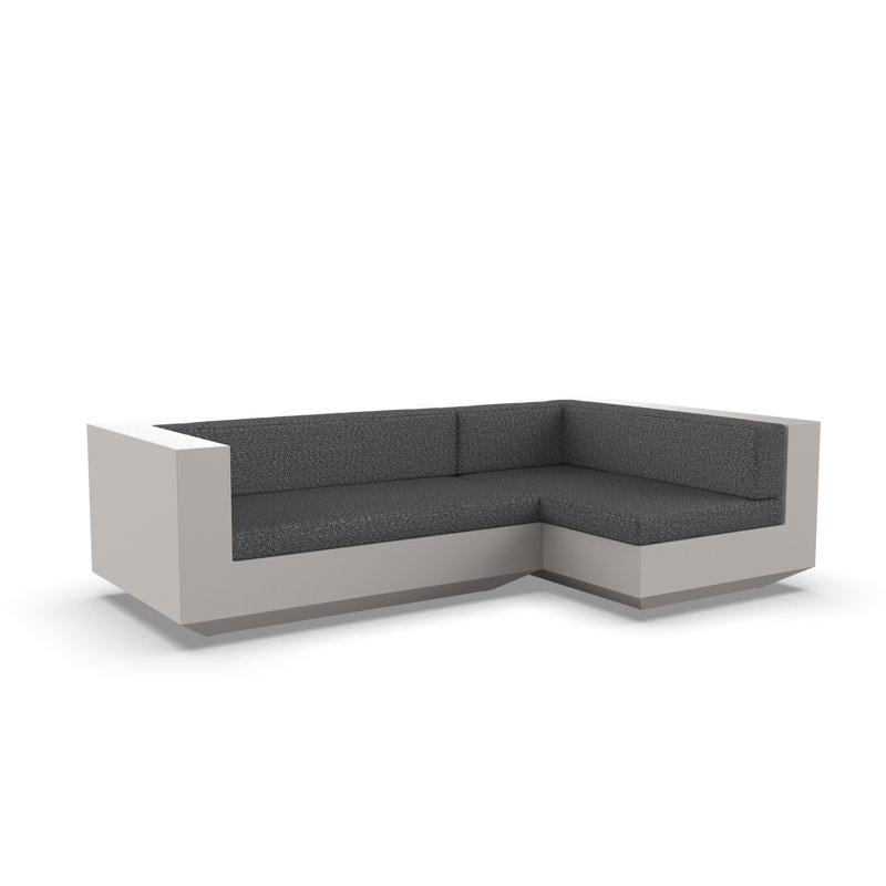 Vela 102.25" Wide Outdoor Reversible Patio Sectional with Cushions, Right Hand Facing, White, White