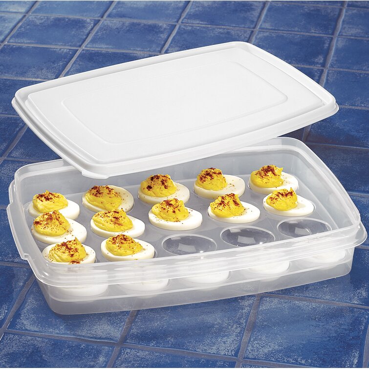 Rubbermaid Deviled Egg Keeper Tray Food Storage Container Hold 20 Jumbo Eggs  Red