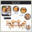 Ensemble repas d'extérieur pliable en teck pour 6 personnes avec coussins Sunbrella Tada