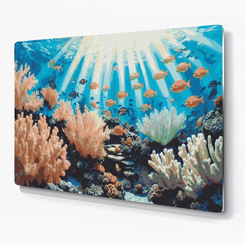 Hawaiian Coral Reefs, art mural gris en métal