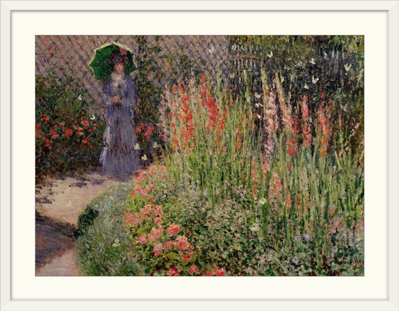 Glaïeul, c.1876 par Claude Monet - impression, H 34 po x l 44 po x P 1 po, Cadre blanc
