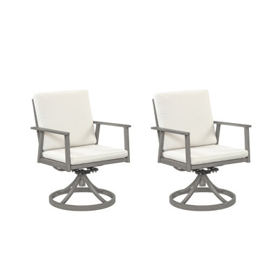Chaises de patio pour l'extérieur SeeHill, 2 chaises de patio pivotantes en aluminium avec coussins, rotation à 360 °, chaises de patio résistantes aux intempéries pour terrasses, jardin, bord de piscine, bois d'érable