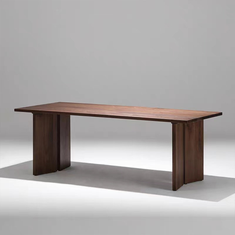 Nut-brown Rectangular Solid Wood Dining Table, 29.53"H x 86.61"L x 35.43"W