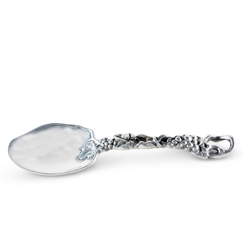 Ornate Silver Aluminum Grape Serving Spoon