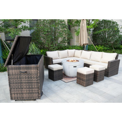 Ensemble de conversation modulaire 9 pièces avec coussins 9 pièces