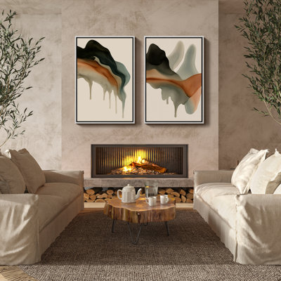 Framed Wall Art Abstract Vintage Antique Classic for Bedroom - 16"x24"x2 panels