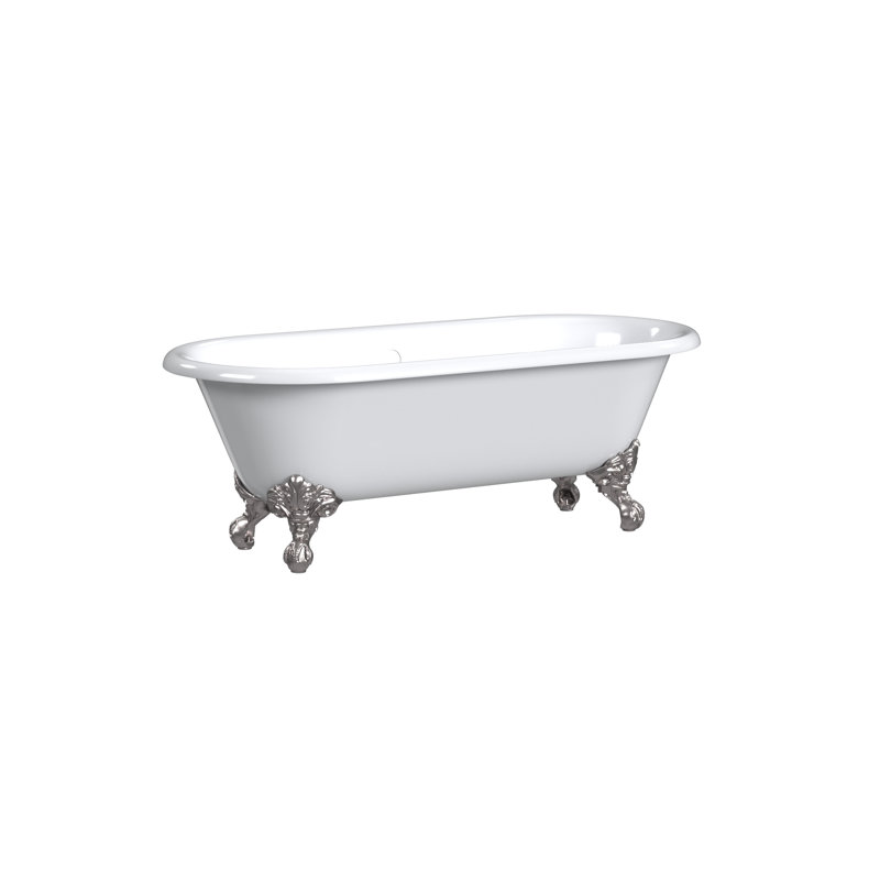 68'' L Soaking Bathtub, Polished Nickel, White Interior with White Exterior