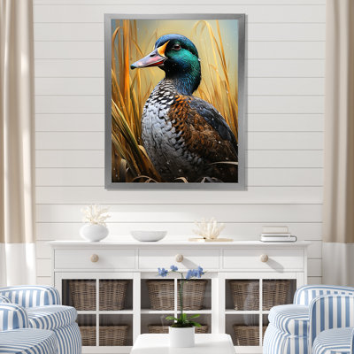 Dappled Drake Duck At The Pond II - Duck Animal Wall Art