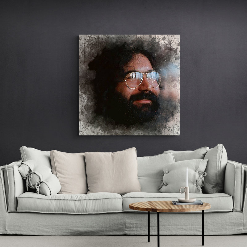 «Jerry Garcia» par Stephen Chambers - peinture sur toile tendue, H 36 po x l 36 po x P 1,5 po