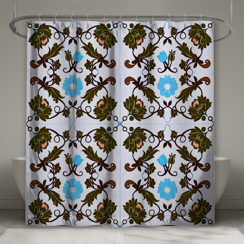 Rideaux de douche à motif floral, L 70 po x H 84 po