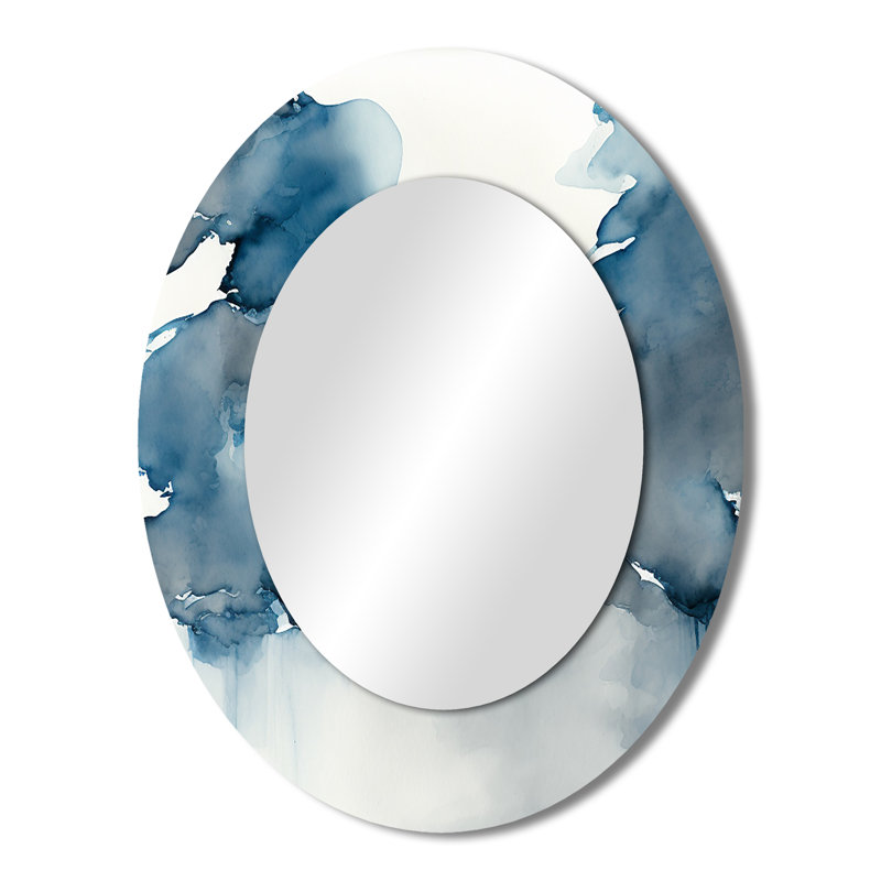 Feeling Honolulu Blue II - Modern Oval Wall Mirror, 43" x 33"