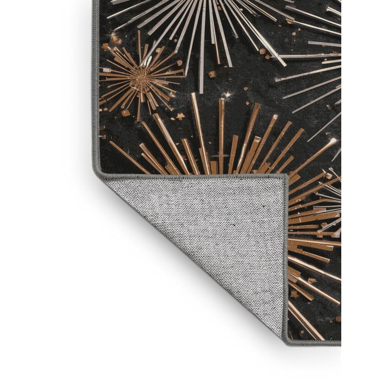 Tapis abstrait moderne et contemporain Aguayo lavable à la machine en brun - reliure grise, 6 X 9