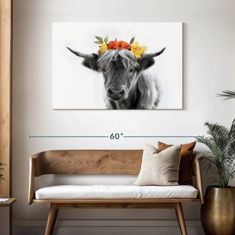 Brampt Pop Flower Crown Cow, 30" H x 45" W