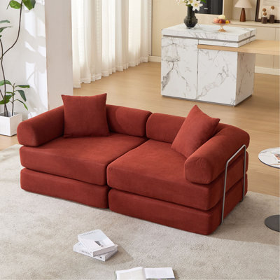 Modular Sofa Bed For Apartment,Convertible Sofa Bed,Fixed-Shape Frame & Removable Armrests,Folding Mattress Sofa For Small Spaces ,No Assembly ,Corduroy