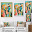 Serene Devotion Three Turquoise Woman Praying - Abstract Collages, impression d'art mural-1110988451-1110988454