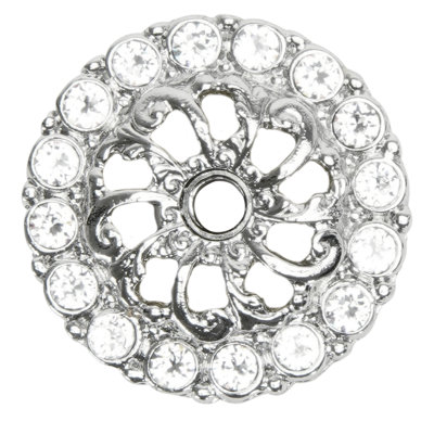 Caché petite plaque de fond ronde avec 16 cristaux Swarovski transparents en calice