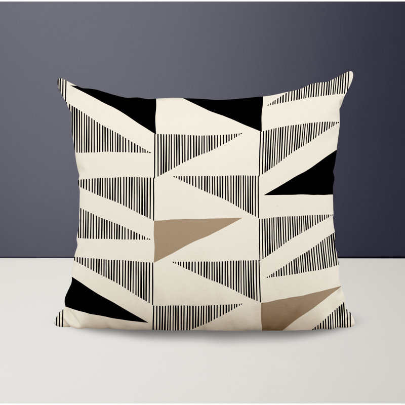 Jeté carré / extérieur en polyester Chamu, Beige / noir, L 19 po x H 19 po