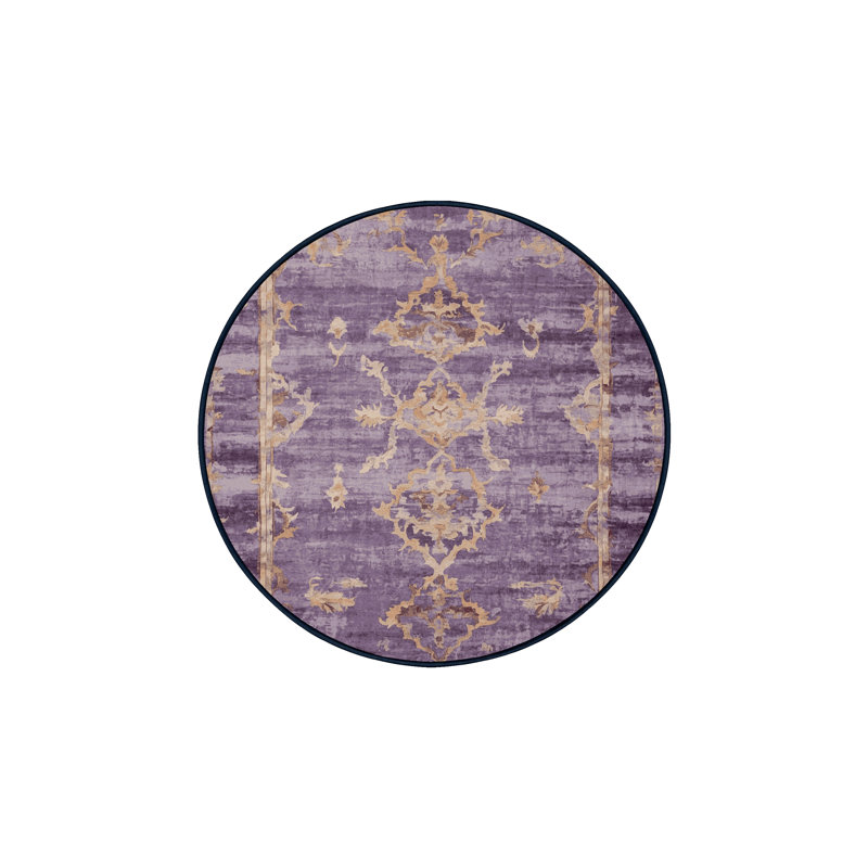 Tapis mauve soyeux et moelleux, Rond 3 pi