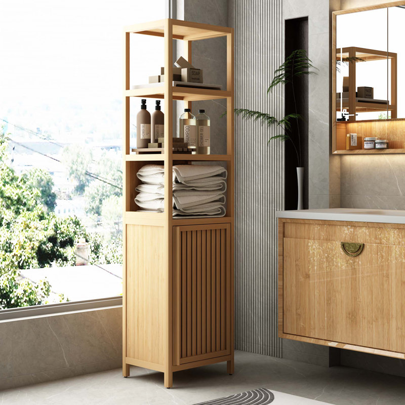 Armoire autoportante en lin pour salon, cuisine et rangement de salle de bain, Naturel