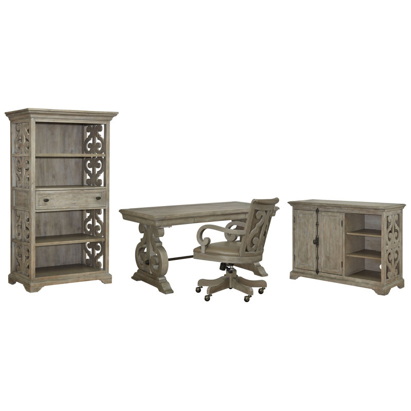 Writing Desk With Chair Printer Stand And Bookcase, 4 Pieces: Desk, Chair, Storage Cabinet, Bookcase