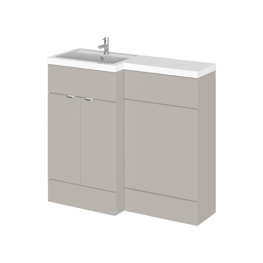 Hudson Reed Fusion 1000mm Pebble Grey 2 Door Floor Standing Left-Hand Combination Unit With Basin