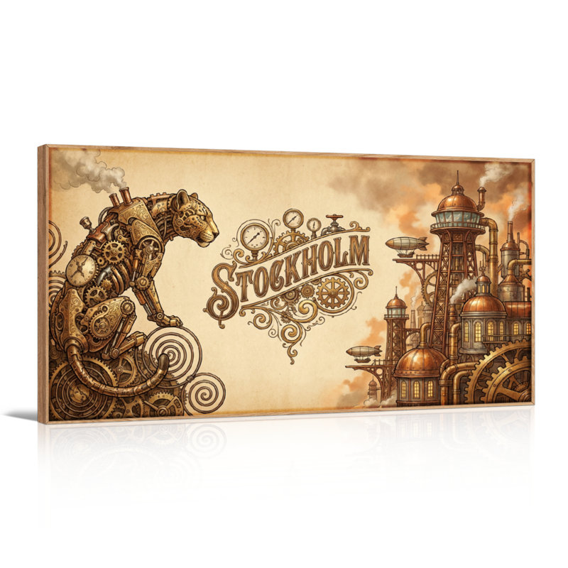 Steampunk City, ensemble de reproductions d'art sur toile encadrées de 1 48 po x 24 po, 48 x 24 pouces