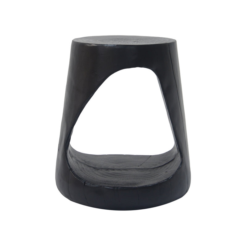 Wood-Like Texture MGO Hollow Side Table, Black