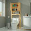 Tablette de rangement au-dessus de la toilette avec portes, organisateur de salle de bain autoportant en bambou avec tablette réglable, naturel