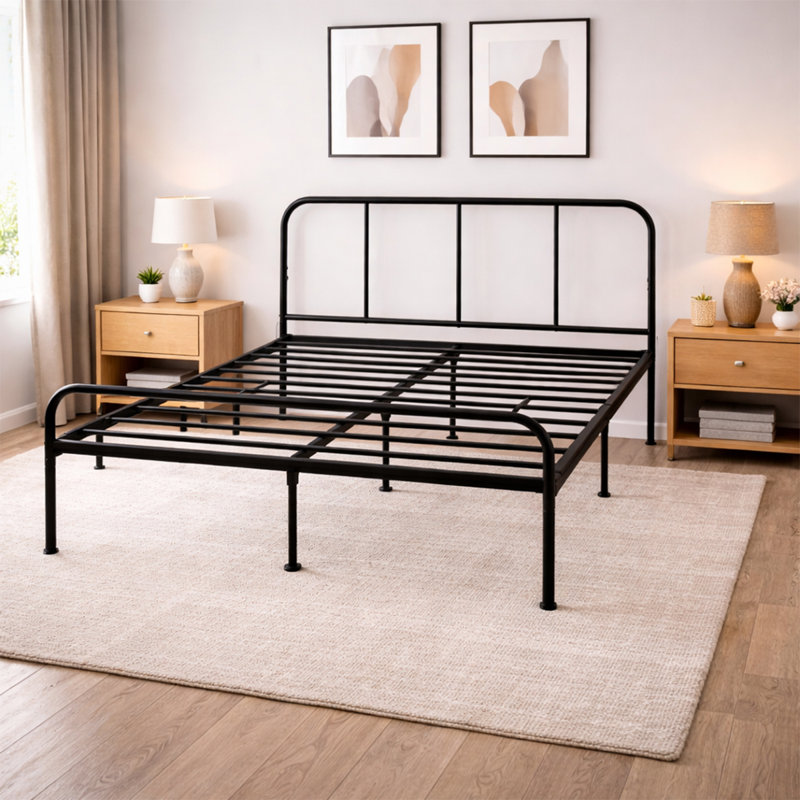 Charlesworth Metal Bed, Black, Double (4'6)