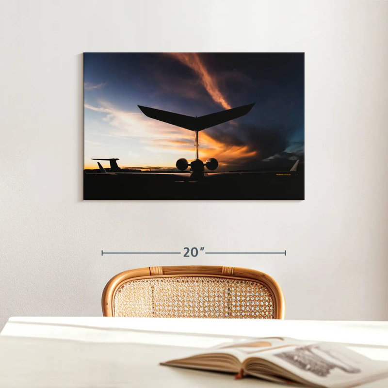 Mehar Private Jet Silhouette, 16" H x 24" W