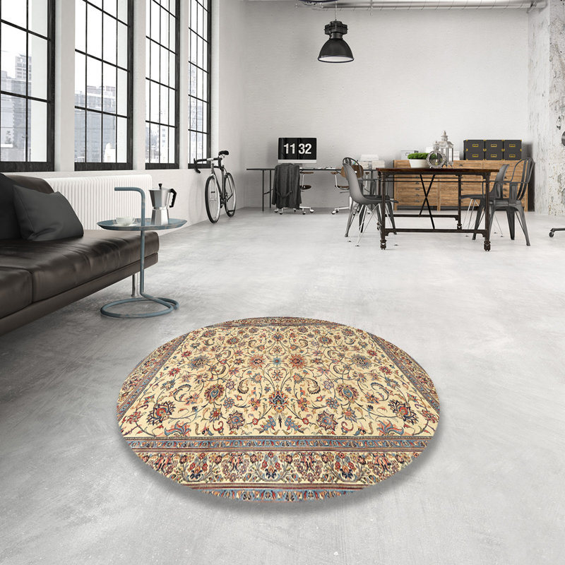 Crème orientale/gris Tapis décoratif Aranza, Rond 5 pi