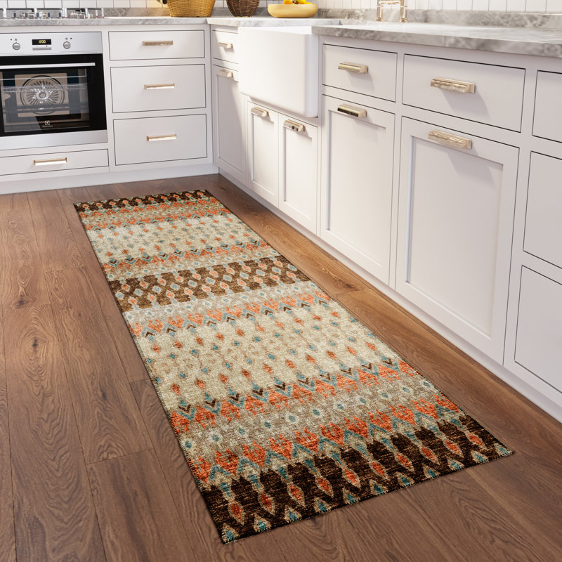 Arlethia Chenille Washable Ikat Indoor / Outdoor Rug, Runner 2'3" x 7'6"