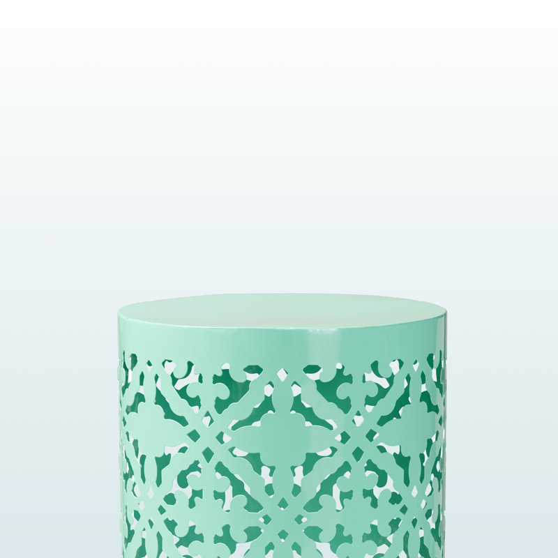 Pine metal outdoor side table finished, 17.95" H x 12.97" W x 12.89" D, Blue