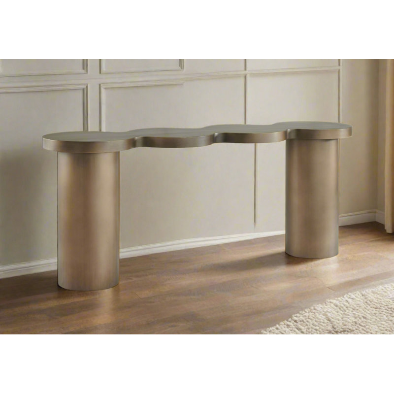 Risabh 71'' Modern Irregular Nuage Console Table with Sculptural Free Form Design – Architectural Statement Table