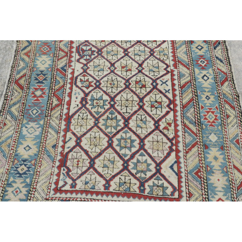 Vintage Shirvan Square Rug With Polychromatic Geometric Patterns - Rug & Kilim